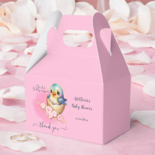 Cute Kawaii Egg Bird Elegant Floral Baby Shower Favour Box