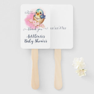 Cute Kawaii Egg Bird Elegant Floral Baby Shower Hand Fan