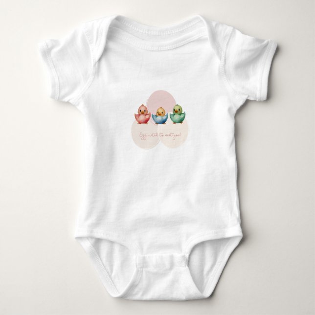 Cute Kawaii Egg Birds Pastel Coloured Baby Shower Baby Bodysuit (Front)