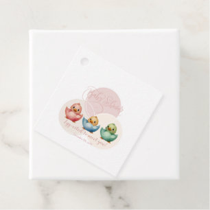 Cute Kawaii Egg Birds Pastel Coloured Baby Shower Favour Tags