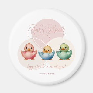 Cute Kawaii Egg Birds Pastel Coloured Baby Shower Magnet