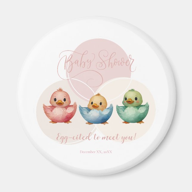 Cute Kawaii Egg Birds Pastel Coloured Baby Shower Magnet (Front)