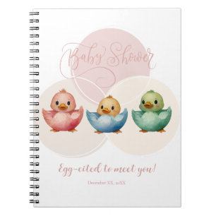 Cute Kawaii Egg Birds Pastel Coloured Baby Shower Notebook