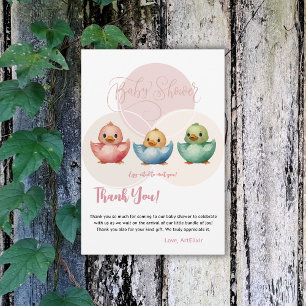 Cute Kawaii Egg Birds Pastel Coloured Baby Shower Thank You Card
