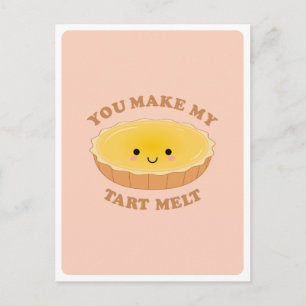 Cute Kawaii Egg Tart Food Pun Love Quote Greeting Postcard