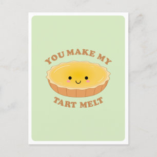Cute Kawaii Egg Tart Food Pun Love Quote Greeting  Postcard