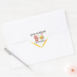 Cute Kawaii Eggs and Bacon Heart Sticker