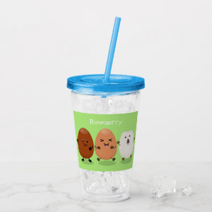 Cute kawaii eggs funny cartoon illustration acrylic tumbler