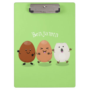 Cute kawaii eggs funny cartoon illustration clipboard