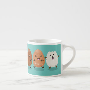 Cute kawaii eggs funny cartoon illustration espresso cup