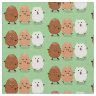Cute kawaii eggs funny cartoon illustration fabric