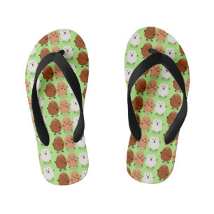 Cute kawaii eggs funny cartoon illustration kid's jandals