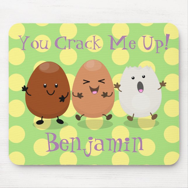 Cute kawaii eggs funny cartoon illustration mouse pad (Front)