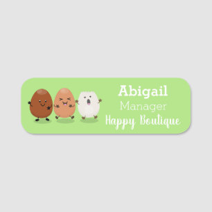 Cute kawaii eggs funny cartoon illustration  name tag