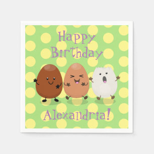 Cute kawaii eggs funny cartoon illustration napkin