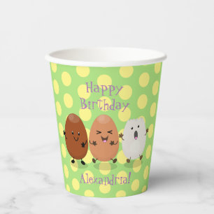 Cute kawaii eggs funny cartoon illustration paper cups