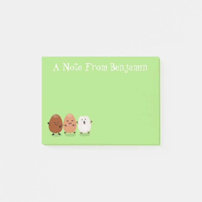 Cute kawaii eggs funny cartoon illustration post-it notes (Front)