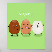 Cute kawaii eggs funny cartoon illustration
