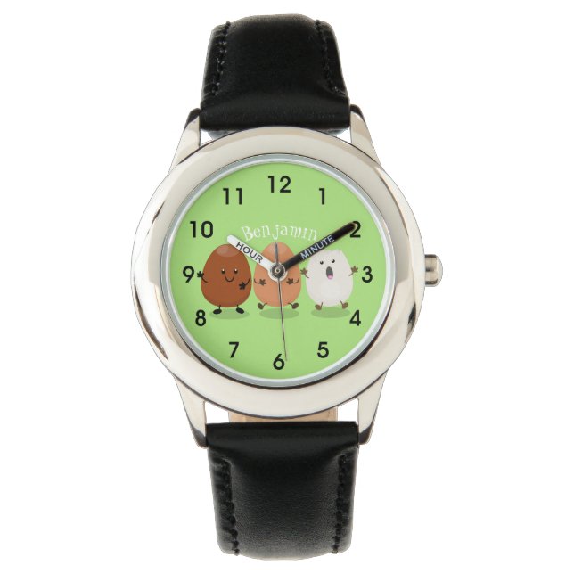 Cute kawaii eggs funny cartoon illustration watch (Front)