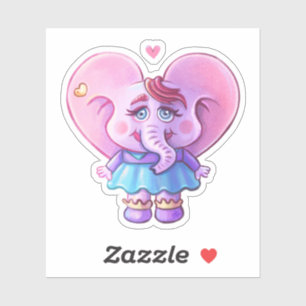 Cute Kawaii Elephant Girl Sticker