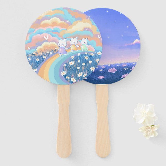 Cute Kawaii Fanpans Hand Fan (Front and Back)