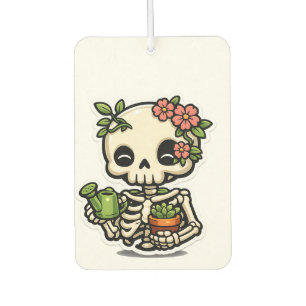 Cute Kawaii Floral Skeleton Gardener Sticker Car Air Freshener