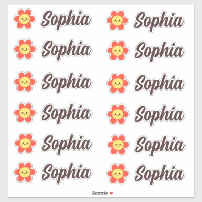 Cute Kawaii Flower Personalised Name (Sheet)