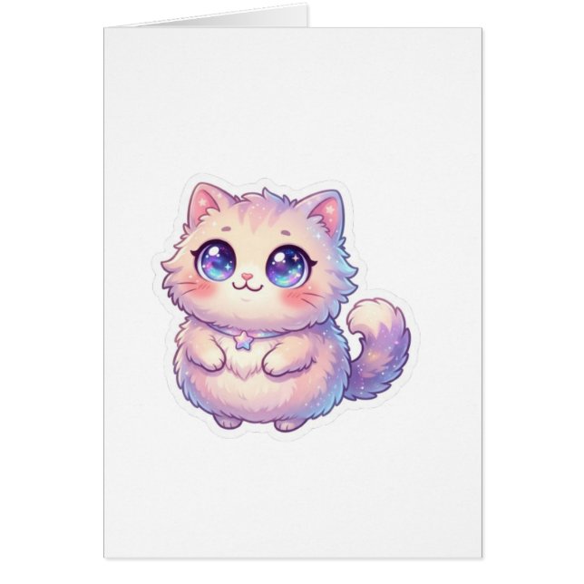 Cute Kawaii Fluffy Kitten Cat Star Pastel Chibi St (Front)