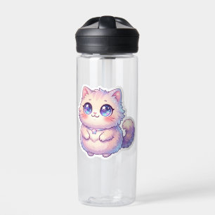 Cute Kawaii Fluffy Kitten Cat Star Pastel Chibi St Water Bottle