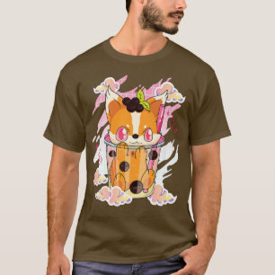 Cute Kawaii Fo Boba Tea Japanese Kitsune Anime Bub T-Shirt