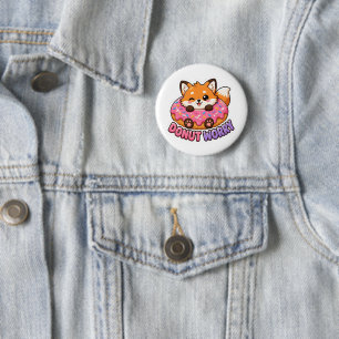 Cute Kawaii Fox Doughnut Worry Funny Food Pun 6 Cm Round Badge