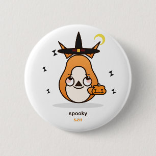 Cute Kawaii Fox Witch Spooky Season Halloween 6 Cm Round Badge