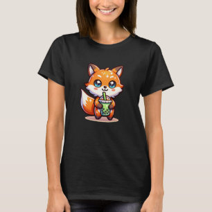 Cute Kawaii Fox with Bubble Tea Personalised T-Shirt