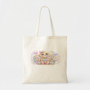 Cute Kawaii Fragile Handle With Care Cat Pastel Pi Tote Bag