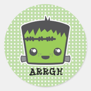 Cute Kawaii Frankenstein Monster Halloween Classic Round Sticker