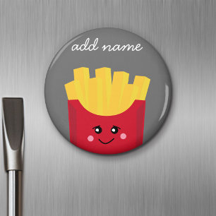 Cute Kawaii French Fries with Custom Name Magnet