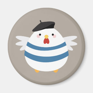 Cute Kawaii French Hen Illustration Magnet