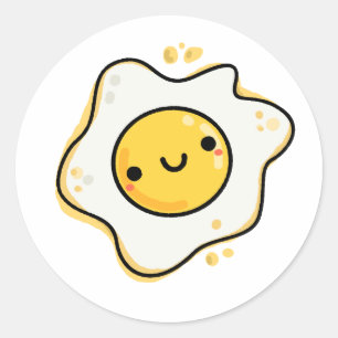 Cute Kawaii Fried Egg Classic Round Sticker