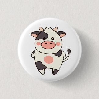 Cute Kawaii Friendly Cow 3 Cm Round Badge