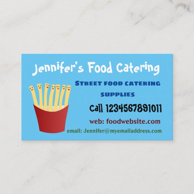 Cute kawaii fries fast food cartoon business card (Front)