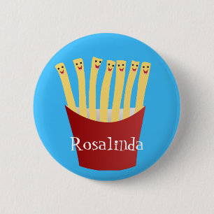 Cute kawaii fries fast food cartoon illustration 6 cm round badge