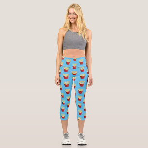 Cute kawaii fries fast food cartoon illustration capri leggings