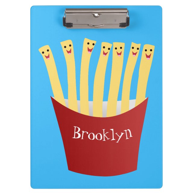 Cute kawaii fries fast food cartoon illustration clipboard (Front)