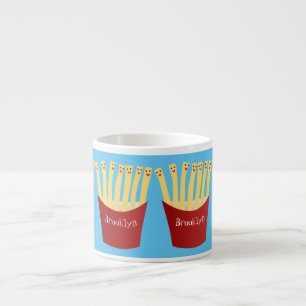 Cute kawaii fries fast food cartoon illustration espresso cup