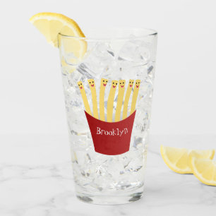 Cute kawaii fries fast food cartoon illustration glass