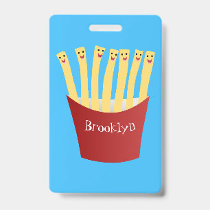 Cute kawaii fries fast food cartoon illustration ID badge
