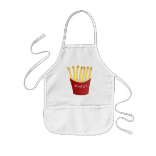 Cute kawaii fries fast food cartoon illustration kids apron