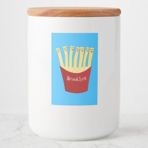Cute kawaii fries fast food cartoon illustration label