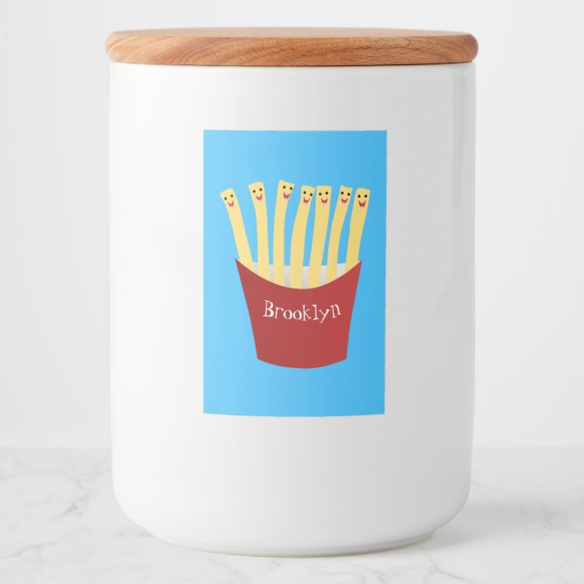 Cute kawaii fries fast food cartoon illustration label (Front)