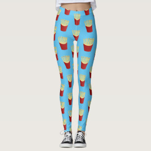 Cute kawaii fries fast food cartoon illustration leggings